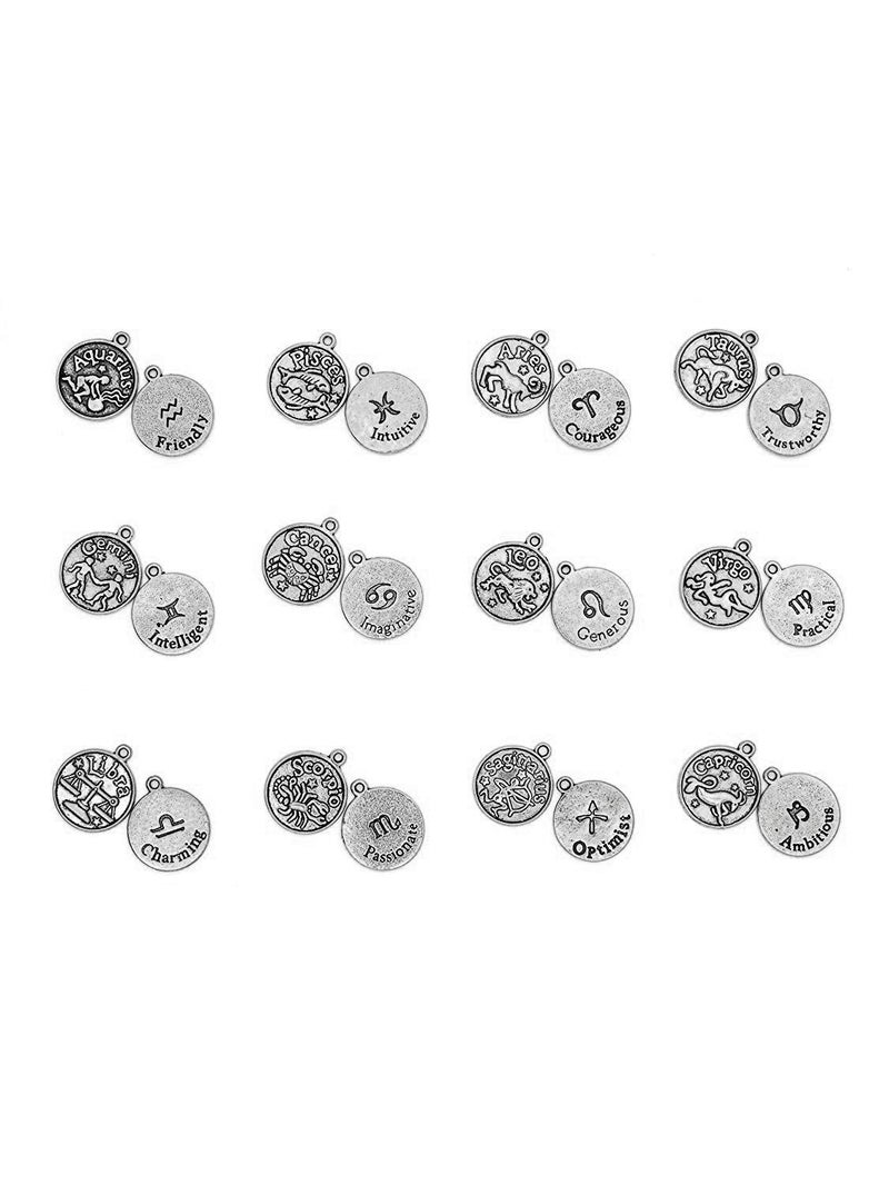 Cousin DIY 39999785 Zodiac Charm Set for Jewelry Making, Silver - Image 2